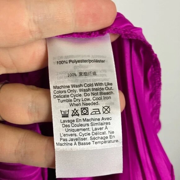 DKNY NWT Bright Pink Fuchsia Short Sleeve Pleated Party Cocktail Dress - Picture 7 of 8